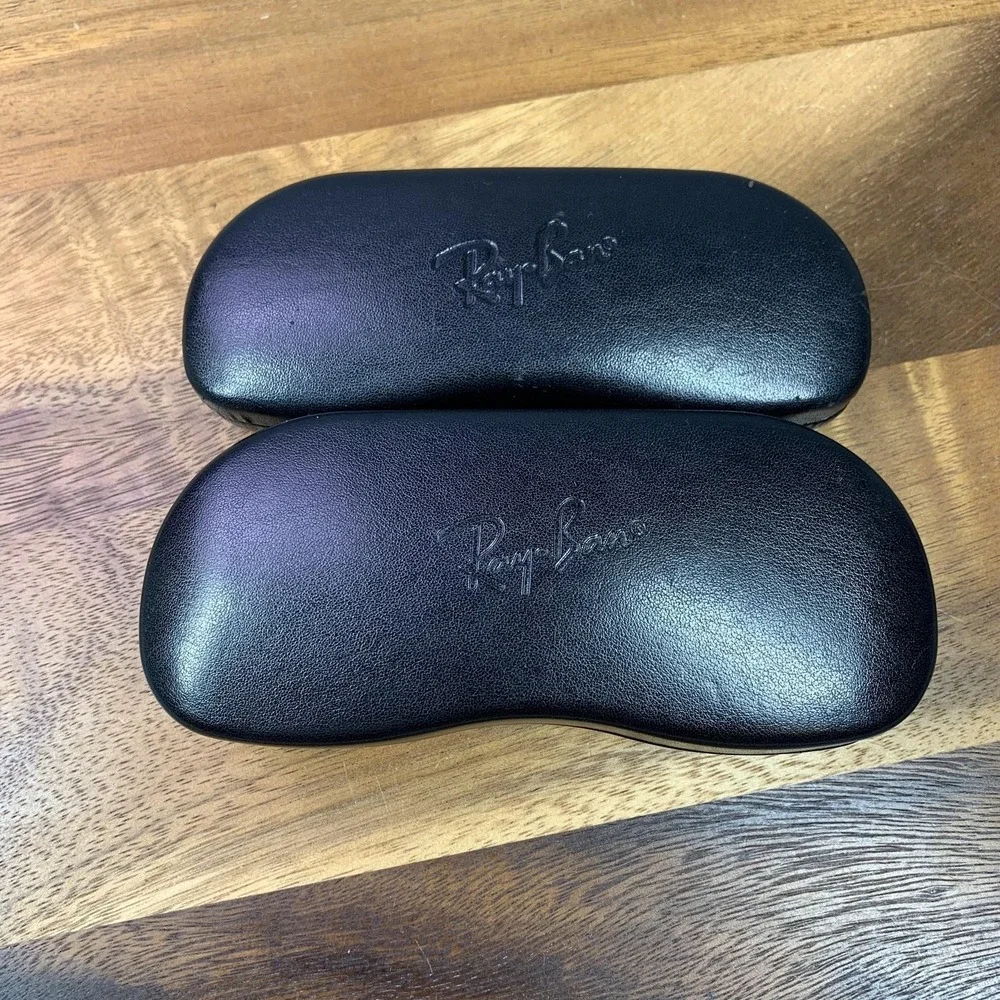 Ray-Ban‎ Black Leather Hard Shell Eyeglasses Sunglasses Case Clamshell Lined OEM